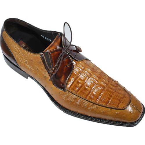 Mezlan "13498" Tobacco / Taupe Genuine Crocodile / Ostrich Shoes